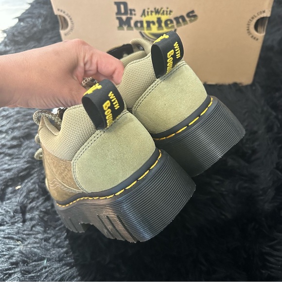 DR MARTENS Woodard Lo Zip green leather Oxfords shoes women’s 7 new - Picture 5 of 8